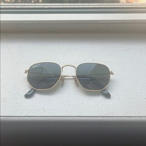 Ray-Ban Hexagonal Flat Lenses- Gold Frame Sunglasses
